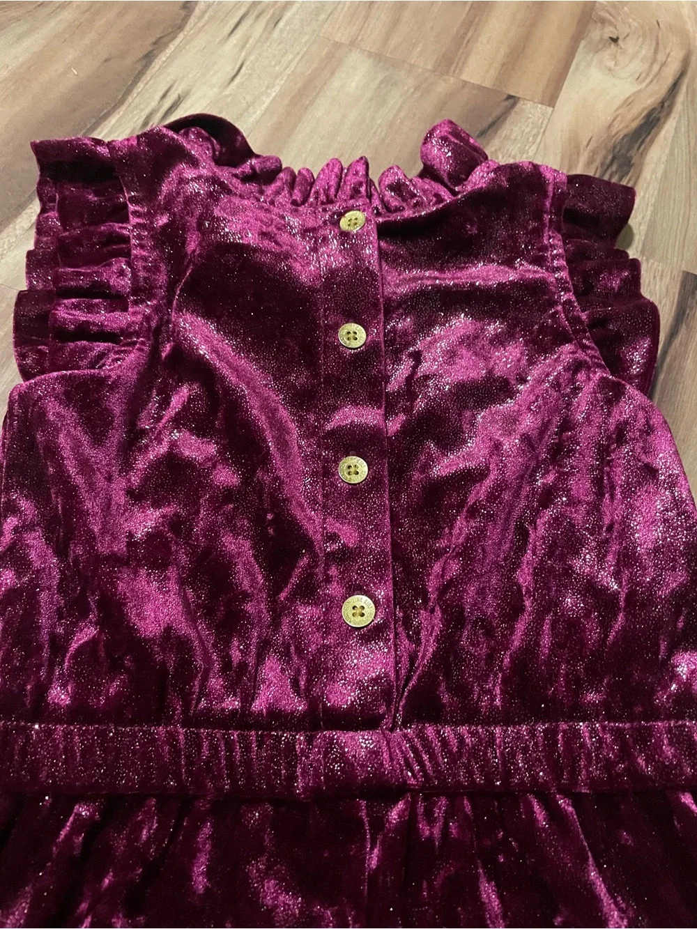 Genuine Kids OshKosh Baby Girl Burgundy Velvet Ruffle Jumpsuit 2T
